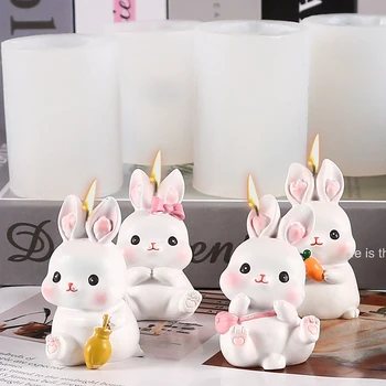 Easter Bunny Silikono Žvakių Liejimo Triušis Gyvūnų Muilo Aromaterapija Formavimo Pelėsių Ice Cube Šokoladas, Kepimo Įrankis Gimtadienis