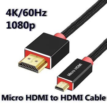 Micro HDMI suderinamus 1m 2m 3m Adapteris 4K 60 hz 1080P Ethernet Garso pynė kabelį, fotoaparato HDTV PS3 XBOX PC