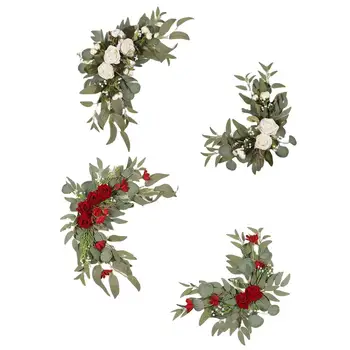 2x Kaimiškas Dirbtinių Gėlių Grobis Modeliavimas Rose Rankų darbo Vestuvinė Arka Gėlės, Vestuvių Fonas Ceremonija Ornamentas, Papuošimas