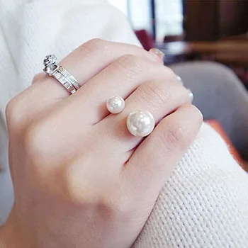 Nauji moteriški Žiedai Imituojamas Perlai Reguliuojamas Anillos bižuterijos Anel Vestuvių Piršto Sužadėtuvių Žiedas