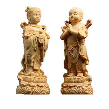 Medžio masyvo Golden Boy - Jade Mergina ,Paveiksle, dekoratyvinės statulos, Tradicinių medinių Ranka raižyti Namų Dekoro Priedai，Vestuvių Dovanos