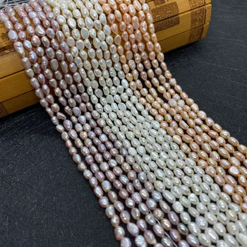 A-klasės Spalvotų Natūralūs Gėlo vandens Ryžių formos, Aukštos kokybės Perlų 4.2 mm, Naudojamas DIYjewelry Todėl už Apyrankės Andnecklaces 0
