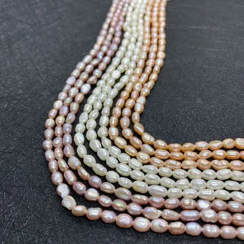 A-klasės Spalvotų Natūralūs Gėlo vandens Ryžių formos, Aukštos kokybės Perlų 4.2 mm, Naudojamas DIYjewelry Todėl už Apyrankės Andnecklaces 1