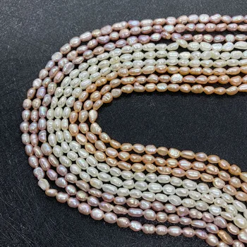 A-klasės Spalvotų Natūralūs Gėlo vandens Ryžių formos, Aukštos kokybės Perlų 4.2 mm, Naudojamas DIYjewelry Todėl už Apyrankės Andnecklaces 3