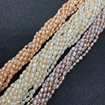A-klasės Spalvotų Natūralūs Gėlo vandens Ryžių formos, Aukštos kokybės Perlų 4.2 mm, Naudojamas DIYjewelry Todėl už Apyrankės Andnecklaces 4