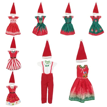 Naujo Stiliaus Mados Kalėdų Dress Suknelė Przybornik Skrybėlės 11 colių 30cm Lėlės Kalėdų Suknelė Apranga, Drabužiai Lėlės Priedai