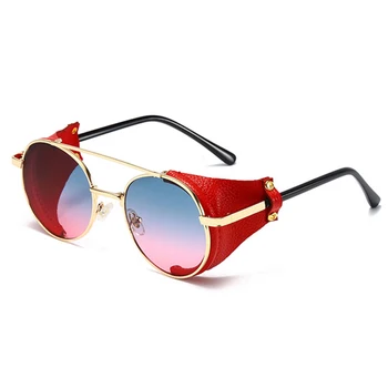 Prekės Dizaineris Steampunk Apvalūs Akiniai nuo saulės Vyrams, Moterims, Retro Gradientas saulės akiniai Vyrams Derliaus UV400 Akiniai 4