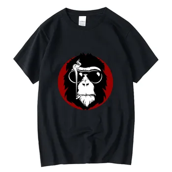 XINYI vyriški marškinėliai 100% medvilnės atsitiktinis juokingas beždžionė Spausdinti laisvi o-kaklo cool cat marškinėliai vyrams trumpomis rankovėmis t-shirt vyrai viršų