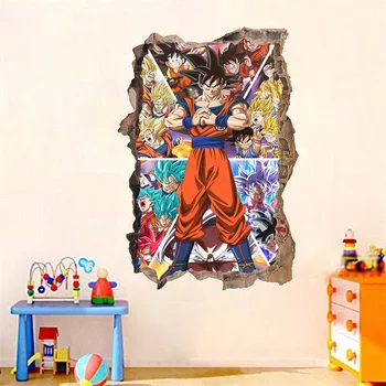 Dragon Ball Super Saiyan Sūnus Gokas 3D Sienų Lipduko PVC Tapetai, Vaikų Kambarys Miegamasis svetainė vaikų Darželio Gimtadienio Dovanos