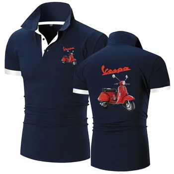 Polo Marškinėliai vyriški TShirts Vespa Motociklų Spausdinimo Trumpas Rankovės Tees Karinis Stilius Jersey Golftennis Topshirts Vasaros Drabužių