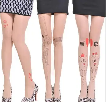 KL91 Moterų spausdinti triko seksualus šilko gražių mergaičių kojinės permatomas ultra plonas pėdkelnės liesas kelnės