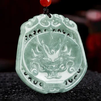 Karšto Pardavimo Gamtos Rankomis išdrožti Smaragdas Dragon Karoliai Jade Zodiako Dragon Pakabukas bižuterijos Vyrų, Moterų Laimę Dovanos Amuletas