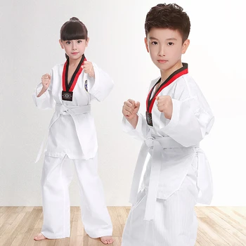 2022 TKD Kostiumų, Drabužių Balta Taekwondo Uniformas WTF Karate, Dziudo Dobok Drabužiai Vaikams, Suaugusiems Unisex ilgomis Rankovėmis Gi Vienodi