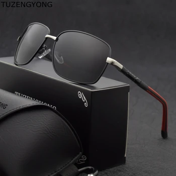 TUZENGYONG Markės Aliuminio, Akiniai nuo saulės, Poliarizuoti Vyrų Naujas UV400 Pilotas Saulės Akiniai Su Priedais Unisex vairavimo akiniai oculos