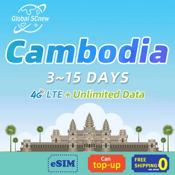 Kambodža sim kortele 4G Didelės Spartos Neribotą Duomenų Paramos eSIM Išankstinio mokėjimo SIM Kortelės Turistų Kelionės