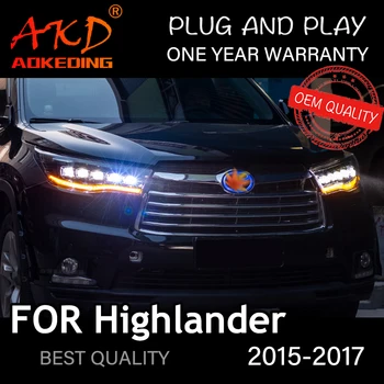 Priekinis žibintas Toyota Highlander 2015-2017 Automobilių автомобильные товары LED DRL Hella 5 Xenon Objektyvas Hid H7 Highlander Automobilių Reikmenys