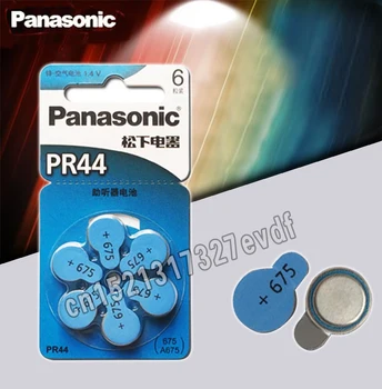 6PCS/DAUG PR44 Klausos baterijas Panasonic 675 A675 Kurčiųjų pagalbos Audiphone Kochlearinius Mygtuką Elementų Baterijų 11.6 mm*5.4 mm
