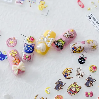 Kawaii Nagų Lipdukai Moterys ir Mergaitės - 5 lapai 3D lipnios DIY nail art deco nustatyti Japonijos Nagų Salonas 