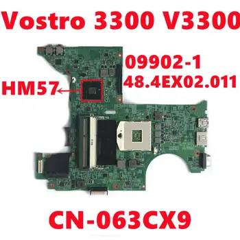 KN-063CX9 063CX9 63CX9 Dėl dell Vostro 3300 V3300 Nešiojamas Plokštė 09902-1 48.4EX02.011 Mainboard HM57 DDR3 100% Visiškai Išbandyta