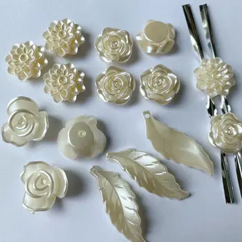 Akrilo Gėlių Lapų imitacija, perlų Karoliukai Papuošalai Priėmimo Aksesuaras Staigius Viduryje Skylę Keturių Žiedlapių Apdailos Medžiagos