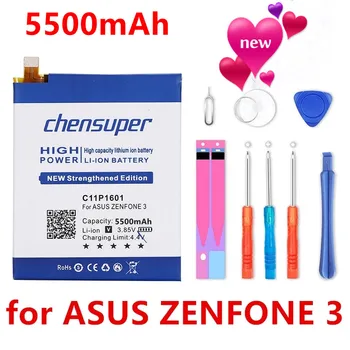 chensuper naujas C11P1601 5500mAh Baterija ASUS ZENFONE 3 ZENFONE3 ZE520KL Baterijas ZenFone gyventi Z017DA ZB501KL A007