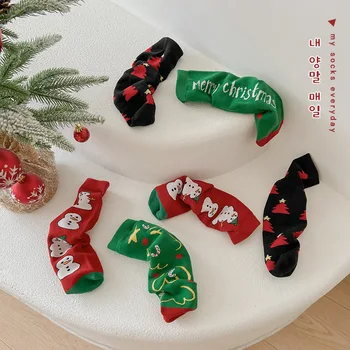 3 poros vaikiškų kojinių Rudens Žiemos animacinių filmų Kalėdų kojinės Laišką spalvų blokavimo vaikai medvilnės kojinės berniukams kojinių mergaičių kojinės