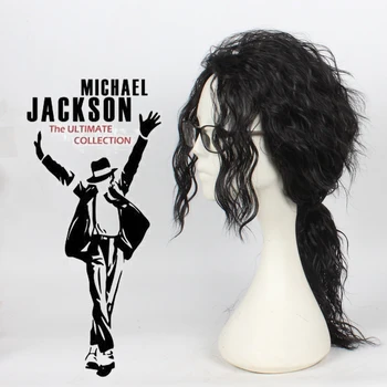 Anime Michael Jackson Ilgas Juodas Garbanotas Perukas Cosplay Kostiumų Plaukų MJ Aukštos Kokybės Vaidmuo Žaisti Perukai Nemokamas Pristatymas
