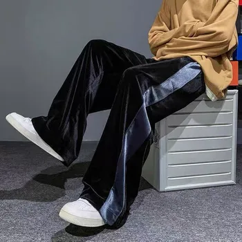 2022 m. Rudenį Streetwear veliūras kelnės Vyrams korėjos Mados Prarasti Tiesiai Pločio Kojų Kelnės Prekės Aksomo Kelnės Plius dydis M-6XL
