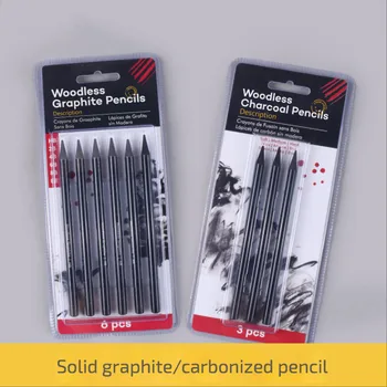 3/6 vnt Carbonized pieštukų rinkinys minkštas vidutinio sunku anglys visiškai anglis anglies piešimo eskizas anglis, kietas branduolys grafito pieštuku