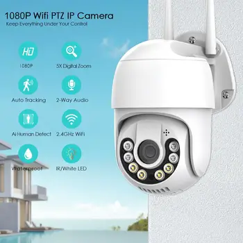Mini PTZ Belaidis Wi-fi, Kamera, Lauko 5X Skaitmeninis Priartinimas Žmogaus Aptikti 1080P P2P CCTV Apsaugos, IP Kameros Vandeniui ICSee