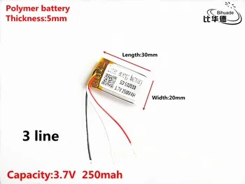 3 linija Gera Qulity 3.7 V,250mAH,502030 Polimeras ličio jonų / Li-ion baterija ŽAISLŲ,CENTRINIS BANKAS,GPS,mp3,mp4