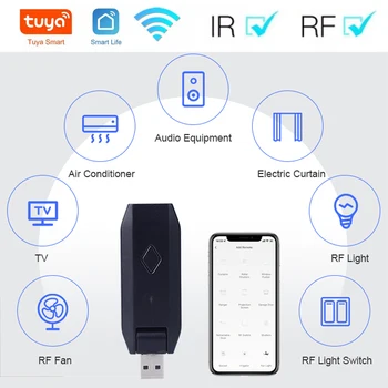 Mini USB Tuya WiFi+RF+IR Valdytojas Universalus Nuotolinio Namų apyvokos Prietaisai Smart Controller RF Įrenginiai, Oro Kondicionierius, TV LG