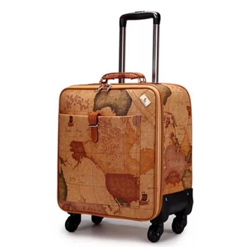 Retro žemėlapį kelionės bagažo populiarus vykdyti transportavimo lagaminas vyrai, verslo kelionės valise moterų vežti maišelį mados vežimėlio atveju 2