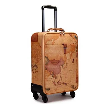 Retro žemėlapį kelionės bagažo populiarus vykdyti transportavimo lagaminas vyrai, verslo kelionės valise moterų vežti maišelį mados vežimėlio atveju 3