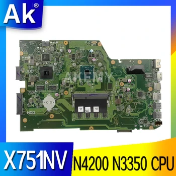 X751NV Nešiojamojo kompiuterio motininė Plokštė, skirta ASUS X751N X751NV X751NC Mainboard Pentium N4200 N3350 CPU GT920MX-2GB, 4GB-RAM 100% bandymo GERAI