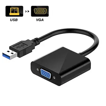 USB 3.0-2.0 VGA USB VGA HDMI Male-Female 1080P Adapteris Keitiklis