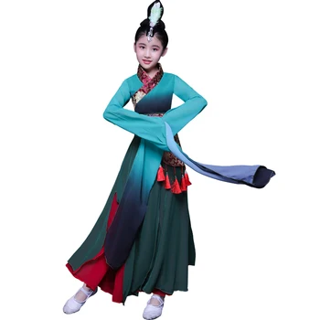 Vaikų Yangko Kostiumas Ventiliatorius Šokių Suknelė Vaikams Modernus Skėtis Šokių Spektakliai Dėvėti Hanfu Drabužių Yangko Šokių 4