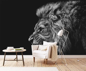 Individualų gyvūnų 3d tapetai šiuolaikinės asmenybės black ir white lion freskos TV fono sienos 3d tapetai