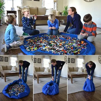 1,5 m Vaikai Greitai Žaislų Saugojimo Krepšys Didelis Švarus Organizatorius Žaisti Padas Patvarus, LEGO, Lauko Pastato Blokas Žaislų Saugojimo Krepšiai