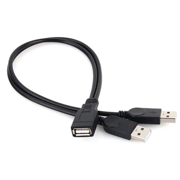 1PC 35cm USB 2.0 1 Moterų ir 2 Vyrai Y-Splitter Duomenų Sinchronizavimo Įkrovimo Kabelis-prailgintojas Tik (Duomenų Perdavimo) Naujas