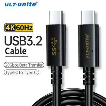 USB 3.2 Gen 2 C C Kabelio Juoda Tipas-C Kabelio 4K UHD 20Gbps PD 100W Greito Įkrovimo Duomenų Laidą 