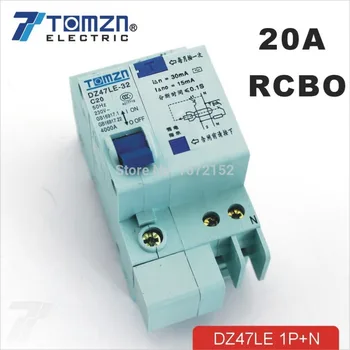 DZ47LE 1P+N 20A 230V~ 50HZ/60HZ liekamosios srovės saugikliu su per srovės ir Nuotėkio apsauga RCBO