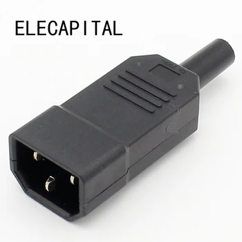 10vnt Naujų Didmeninių Kainų 10A 250V Juodas IEC C13 Male Plug Rewirable Maitinimo lizdas 3 pin ac Lizdas