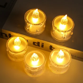 6Pcs Flameless Arbatos Šviesos Modeliavimo Akrilo Žvakės baterijomis, Romantiška Vestuvių, Gimtadienio, Kalėdų Namų Puošybai