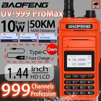 2022 Baofeng UV-999 ProMax 999 Kanalo Walkie Talkie Didelės Galios UHF VHF Kumpio ir CB Radijo Atnaujintas Iš UV5R 2-Way Radijo Ilgo Nuotolio