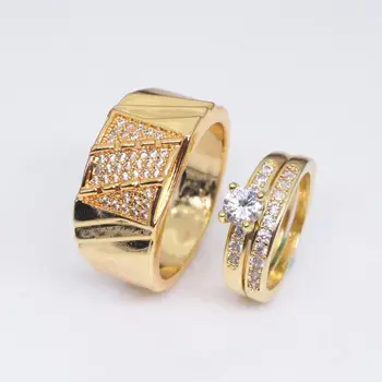 HOYON 18k yellow gold spalva porą žiedas nustatyti vestuvių papuošalai Diamond cirkonis nustatyti žiedas vyrams ir moterims, dovana nemokamas pristatymas