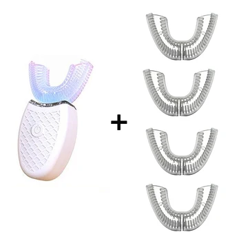360 Laipsnių Pažangi Automatinė Sonic Elektros dantų šepetėlį U Tipo 4 Rūšių Dantų Šepetėliu USB Įkrovimo Dantų Balinimo Mėlyna Šviesa