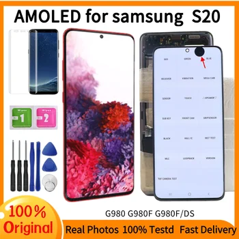 100% Originalus AMOLED SM-G980F LCD Ekrano 