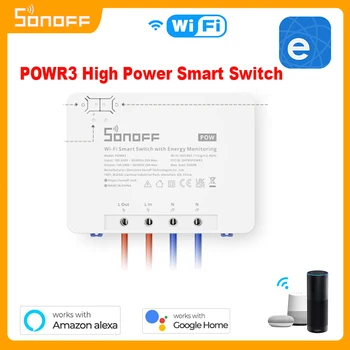 SONOFF POW R3 Galios Matuoklis WiFi Smart Skaitiklio Jungiklis 16A 20A 25A Galia Stebėti Darbą Su Alexa 