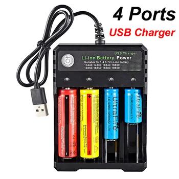 4Ports USB Įkroviklis Li-ion Baterijos Kroviklis 4.2 V 1000mA Apmokestinimo 10440 14500 16340 16650 14650 18350 18650 18500 Įkrovimo